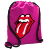 Backpack pouch GYMBAG Fuchsia, with pocket (40x48cm) & thick cords