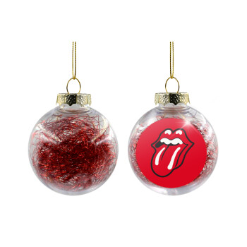 Rolling Stones Kiss, Χριστουγεννιάτικη μπάλα δένδρου διάφανη με κόκκινο γέμισμα 8cm