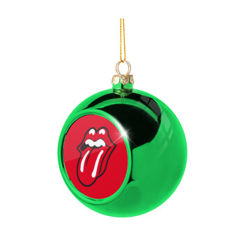 Rolling Stones Kiss, Green Christmas tree ornament ball 8cm