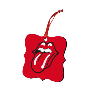 Rolling Stones Kiss, Χριστουγεννιάτικο στολίδι polygon ξύλινο 7.5cm