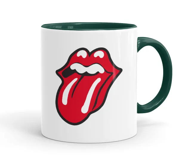 Rolling Stones Kiss — Κούπα χρωματιστή πράσινη, κεραμική, 330ml