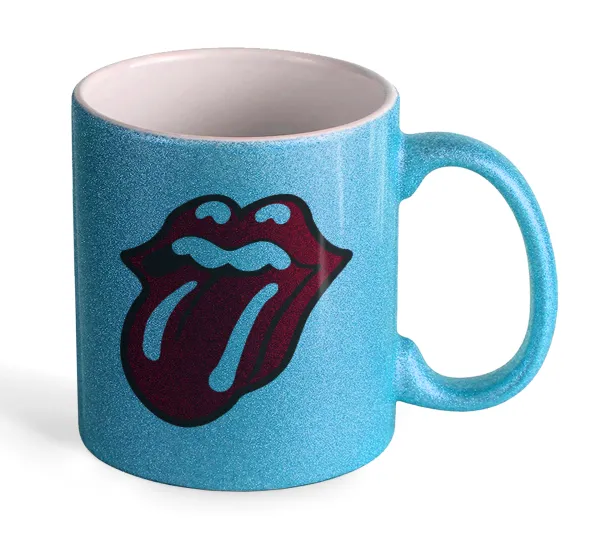 Rolling Stones Kiss — Κούπα Σιέλ Glitter που γυαλίζει, κεραμική, 330ml