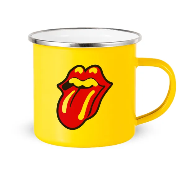 Rolling Stones Kiss — Yellow Enamel Metallic Cup 360ml