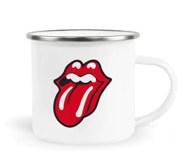 Rolling Stones Kiss — Metallic enamel cup white 360ml