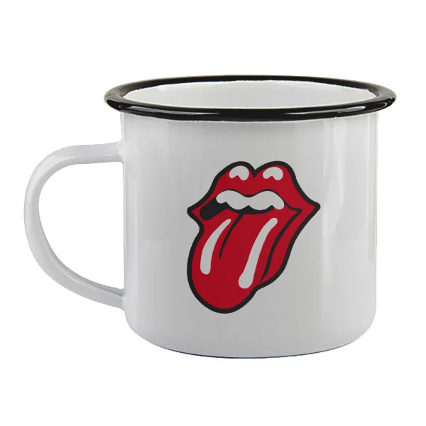 Rolling Stones Kiss — Enamel mug with black rim, 360ml