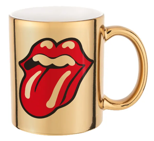 Rolling Stones Kiss — Mug ceramic, gold mirror, 330ml