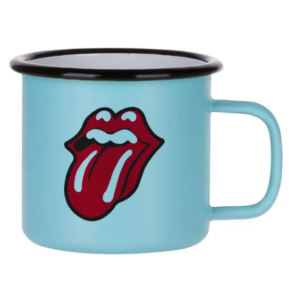 Rolling Stones Kiss — Metal enamel mug, matte light blue, 360ml