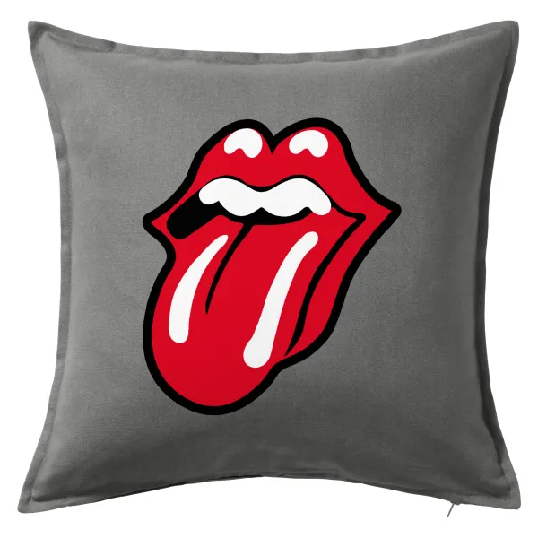 Rolling Stones Kiss — Μαξιλάρι καναπέ Γκρι 100% βαμβάκι, περιέχεται το γέμισμα (50x50cm)