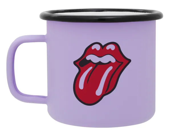 Rolling Stones Kiss — Metal enamel mug, matte light pastel purple, 360ml