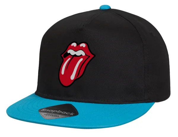 Rolling Stones Kiss — Καπέλο παιδικό Flat Snapback, Μαύρο/Μπλε (100% ΒΑΜΒΑΚΕΡΟ, ΠΑΙΔΙΚΟ, UNISEX, ONE SIZE)