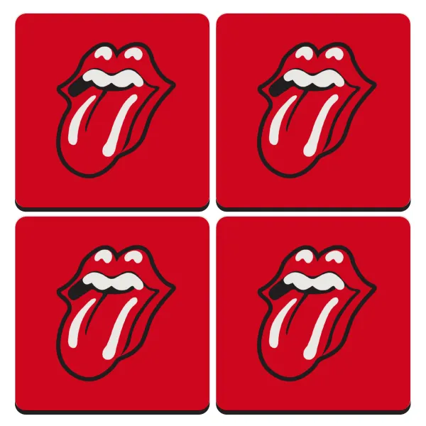 Rolling Stones Kiss — Σουβέρ ξύλινα τετράγωνα (9cm)