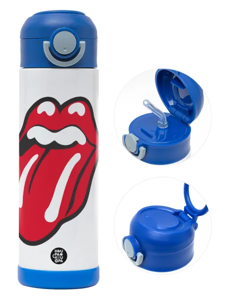 Rolling Stones Kiss — Παιδικό παγούρι θερμό, ανοξείδωτο, με καλαμάκι ασφαλείας, ΜΠΛΕ (500ml)