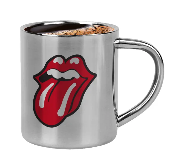 Rolling Stones Kiss — Double-wall metal cup for espresso (220ml)