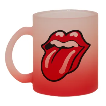 Rolling Stones Kiss, Κούπα γυάλινη δίχρωμη με βάση το κόκκινο ματ, 330ml