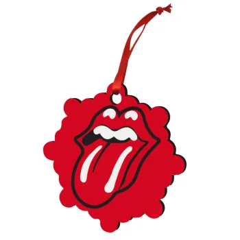 Rolling Stones Kiss, Christmas ornament snowflake wooden 7.5cm