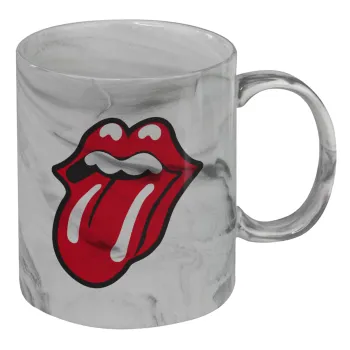 Rolling Stones Kiss, Κούπα κεραμική, marble style (μάρμαρο), 330ml