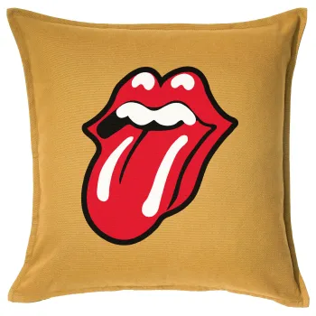 Rolling Stones Kiss, Sofa cushion YELLOW 50x50cm includes filling