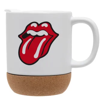 Rolling Stones Kiss, Κούπα, κεραμική με βάση φελού και καπάκι (ΜΑΤ), 330ml