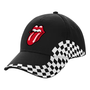 Rolling Stones Kiss, Καπέλο Ενηλίκων Ultimate ΜΑΥΡΟ RACING, (100% ΒΑΜΒΑΚΕΡΟ DRILL, ΕΝΗΛΙΚΩΝ, UNISEX, ONE SIZE)