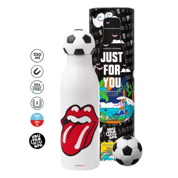 Rolling Stones Kiss, Μπάλα ποδοσφαίρου μεταλλικό παγούρι θερμός, διπλού τοιχώματος, 550ml