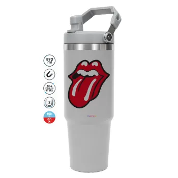 Rolling Stones Kiss, GREY color, 890ml (30oz) stainless Steel Tumbler with Handle