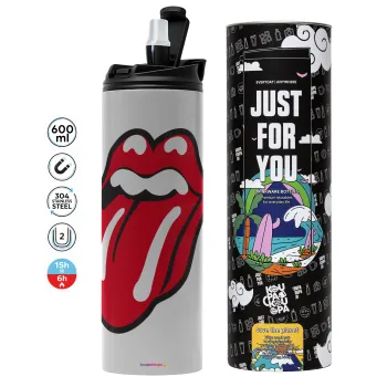 Rolling Stones Kiss, Tumbler stainless steel GREY 600ml