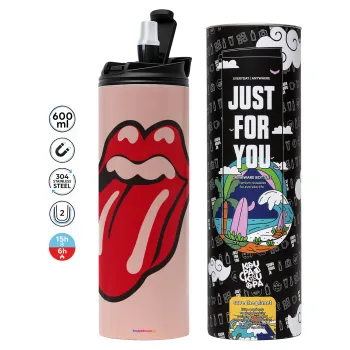 Rolling Stones Kiss, Tumbler stainless steel PINK 600ml