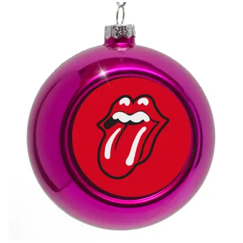 Rolling Stones Kiss, Στολίδι Χριστουγεννιάτικη μπάλα δένδρου Μωβ 8cm