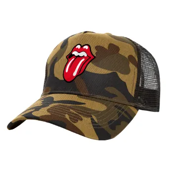Rolling Stones Kiss, Καπέλο Ενηλίκων Structured Trucker, με Δίχτυ, (παραλλαγή) Army (100% ΒΑΜΒΑΚΕΡΟ, ΕΝΗΛΙΚΩΝ, UNISEX, ONE SIZE)