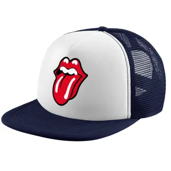 Rolling Stones Kiss, Καπέλο παιδικό Soft Trucker με Δίχτυ ΜΠΛΕ ΣΚΟΥΡΟ/ΛΕΥΚΟ (POLYESTER, ΠΑΙΔΙΚΟ, ONE SIZE)