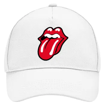 Rolling Stones Kiss, Καπέλο Ενηλίκων Baseball, Drill, Λευκό (100% ΒΑΜΒΑΚΕΡΟ, ΕΝΗΛΙΚΩΝ, UNISEX, ONE SIZE)