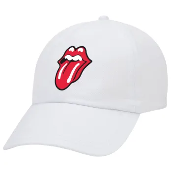Rolling Stones Kiss, Καπέλο Ενηλίκων Baseball Λευκό 5-φύλλο (POLYESTER, ΕΝΗΛΙΚΩΝ, UNISEX, ONE SIZE)