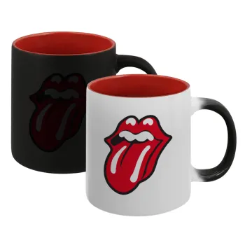 Rolling Stones Kiss, Κούπα Μαγική εσωτερικό κόκκινο, κεραμική, 330ml που αλλάζει χρώμα με το ζεστό ρόφημα