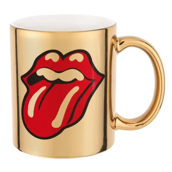 Rolling Stones Kiss, Mug ceramic, gold mirror, 330ml