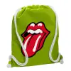 Backpack bag GYMBAG LIME GREEN, with pocket (40x48cm) & thick cords