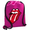 Backpack pouch GYMBAG Fuchsia, with pocket (40x48cm) & thick cords
