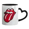 Κούπα καρδιά χερούλι μαύρη, κεραμική, 330ml