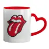 Κούπα καρδιά χερούλι κόκκινη, κεραμική, 330ml