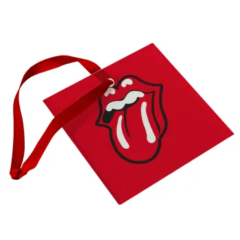 Rolling Stones Kiss, Christmas ornament, glass square ornament 9x9cm