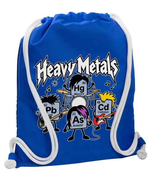 Heavy metals chemical — Backpack pouch GYMBAG Blue, with pocket (40x48cm) & thick cords