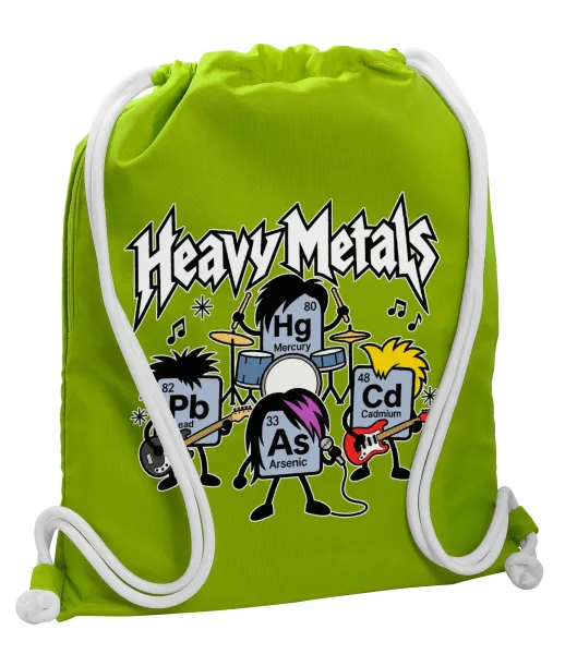 Heavy metals chemical — Backpack bag GYMBAG LIME GREEN, with pocket (40x48cm) & thick cords
