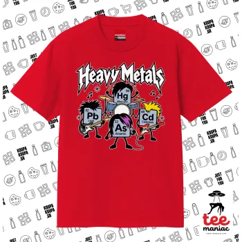 Heavy metals chemical — RED classic T-shirt, double-stitched, no side seams, 100% cotton. Vegan & OEKO-TEX certified.