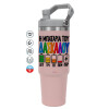 ΡΟΖ Travel Tumbler Θερμός με χερούλι και καλαμάκι 890ml