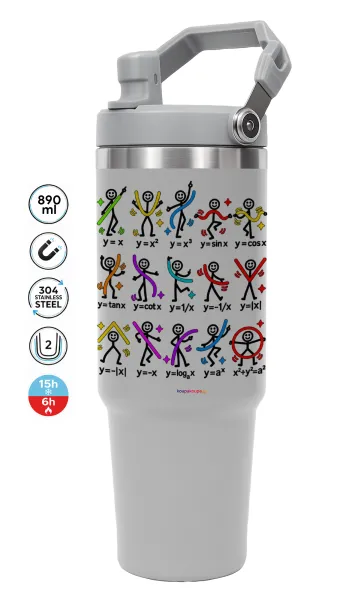 Οι συναρτήσεις… χορεύουν! — ΓΚΡΙ Travel Tumbler Θερμός με χερούλι και καλαμάκι 890ml