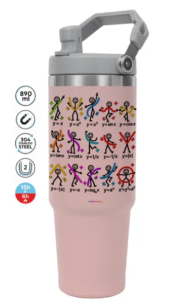 Οι συναρτήσεις… χορεύουν! — ΡΟΖ Travel Tumbler Θερμός με χερούλι και καλαμάκι 890ml