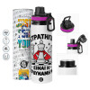Metallic water bottle with safety lid, 850ml aluminum