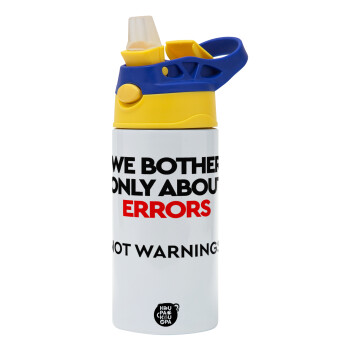 We bother only about errors, not warnings, Children's hot water bottle, stainless steel, with safety straw, green, blue (360ml) BPA FREE