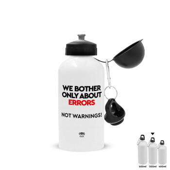 We bother only about errors, not warnings, Metal water bottle, White, aluminum 500ml