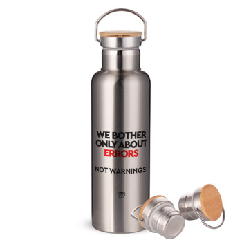 We bother only about errors, not warnings, Stainless steel Silver with wooden lid (bamboo), double wall, 750ml
