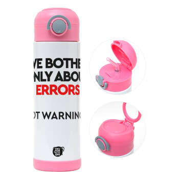 We bother only about errors, not warnings, Children's hot water bottle, stainless steel, with safety straw, PINK (500ml)